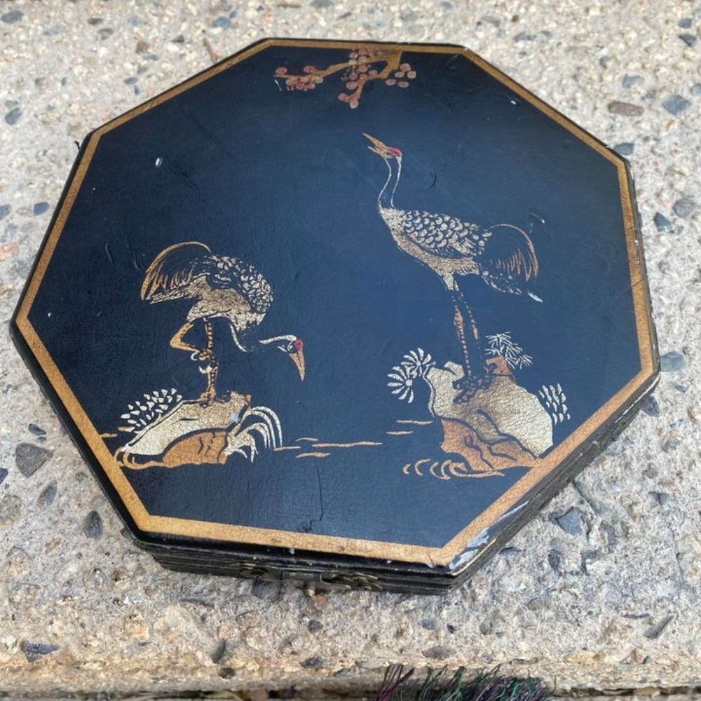 Vintage Mid Century Crane Chinese Gold Compass